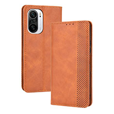 Funda de Cuero Cartera con Soporte Carcasa BY4 para Xiaomi Redmi K40 5G Marron