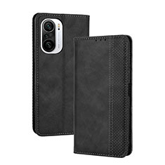 Funda de Cuero Cartera con Soporte Carcasa BY4 para Xiaomi Redmi K40 5G Negro