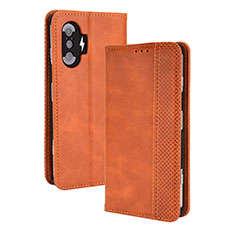 Funda de Cuero Cartera con Soporte Carcasa BY4 para Xiaomi Redmi K40 Gaming 5G Marron