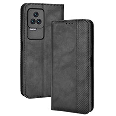 Funda de Cuero Cartera con Soporte Carcasa BY4 para Xiaomi Redmi K40S 5G Negro