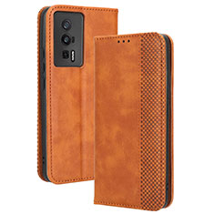 Funda de Cuero Cartera con Soporte Carcasa BY4 para Xiaomi Redmi K60 5G Marron