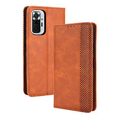 Funda de Cuero Cartera con Soporte Carcasa BY4 para Xiaomi Redmi Note 10 Pro Max Marron