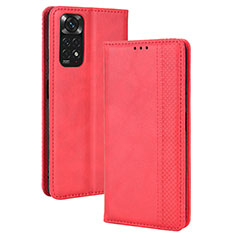 Funda de Cuero Cartera con Soporte Carcasa BY4 para Xiaomi Redmi Note 11 4G (2022) Rojo