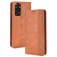 Funda de Cuero Cartera con Soporte Carcasa BY4 para Xiaomi Redmi Note 11S 4G Marron