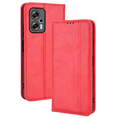 Funda de Cuero Cartera con Soporte Carcasa BY4 para Xiaomi Redmi Note 11T Pro+ Plus 5G Rojo