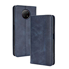 Funda de Cuero Cartera con Soporte Carcasa BY4 para Xiaomi Redmi Note 9 5G Azul