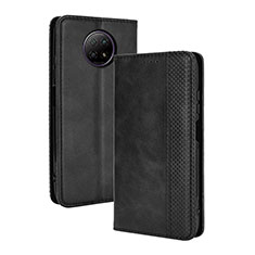 Funda de Cuero Cartera con Soporte Carcasa BY4 para Xiaomi Redmi Note 9 5G Negro