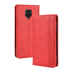 Funda de Cuero Cartera con Soporte Carcasa BY4 para Xiaomi Redmi Note 9 Pro Max Rojo