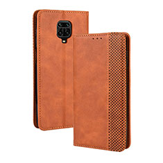 Funda de Cuero Cartera con Soporte Carcasa BY4 para Xiaomi Redmi Note 9S Marron