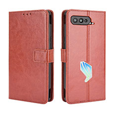 Funda de Cuero Cartera con Soporte Carcasa BY5 para Asus ROG Phone 5 Ultimate Marron