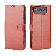 Funda de Cuero Cartera con Soporte Carcasa BY5 para Asus ROG Phone 6 Pro Marron