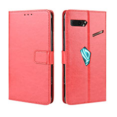 Funda de Cuero Cartera con Soporte Carcasa BY5 para Asus ROG Phone II ZS660KL Rojo