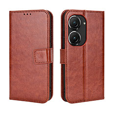 Funda de Cuero Cartera con Soporte Carcasa BY5 para Asus ZenFone 10 Marron