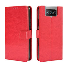 Funda de Cuero Cartera con Soporte Carcasa BY5 para Asus Zenfone 7 ZS670KS Rojo