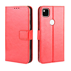 Funda de Cuero Cartera con Soporte Carcasa BY5 para Google Pixel 4a Rojo