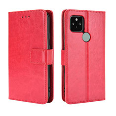 Funda de Cuero Cartera con Soporte Carcasa BY5 para Google Pixel 5 Rojo