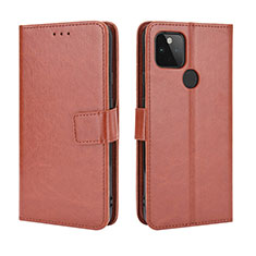 Funda de Cuero Cartera con Soporte Carcasa BY5 para Google Pixel 5 XL 5G Marron