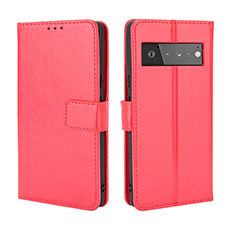 Funda de Cuero Cartera con Soporte Carcasa BY5 para Google Pixel 6 5G Rojo