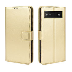 Funda de Cuero Cartera con Soporte Carcasa BY5 para Google Pixel 6a 5G Oro