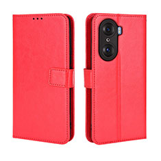 Funda de Cuero Cartera con Soporte Carcasa BY5 para Huawei Honor 60 5G Rojo