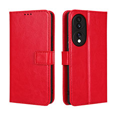 Funda de Cuero Cartera con Soporte Carcasa BY5 para Huawei Honor 70 5G Rojo