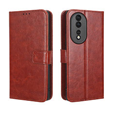 Funda de Cuero Cartera con Soporte Carcasa BY5 para Huawei Honor 80 5G Marron