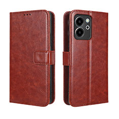 Funda de Cuero Cartera con Soporte Carcasa BY5 para Huawei Honor 80 SE 5G Marron