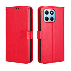 Funda de Cuero Cartera con Soporte Carcasa BY5 para Huawei Honor X6 Rojo