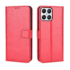 Funda de Cuero Cartera con Soporte Carcasa BY5 para Huawei Honor X8 4G Rojo