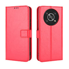 Funda de Cuero Cartera con Soporte Carcasa BY5 para Huawei Honor X9 5G Rojo