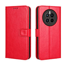 Funda de Cuero Cartera con Soporte Carcasa BY5 para Huawei Mate 50 Rojo