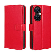 Funda de Cuero Cartera con Soporte Carcasa BY5 para Huawei Nova 11i Rojo