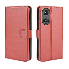 Funda de Cuero Cartera con Soporte Carcasa BY5 para Huawei Nova 9 Marron