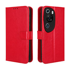 Funda de Cuero Cartera con Soporte Carcasa BY5 para Huawei P60 Art Rojo