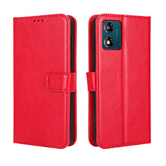 Funda de Cuero Cartera con Soporte Carcasa BY5 para Motorola Moto E13 Rojo