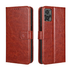 Funda de Cuero Cartera con Soporte Carcasa BY5 para Motorola Moto E22 Marron