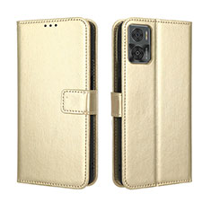 Funda de Cuero Cartera con Soporte Carcasa BY5 para Motorola Moto E22 Oro