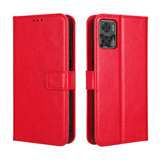 Funda de Cuero Cartera con Soporte Carcasa BY5 para Motorola Moto E22 Rojo