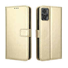 Funda de Cuero Cartera con Soporte Carcasa BY5 para Motorola Moto E22i Oro