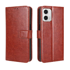 Funda de Cuero Cartera con Soporte Carcasa BY5 para Motorola Moto G53y 5G Marron