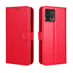 Funda de Cuero Cartera con Soporte Carcasa BY5 para Motorola Moto G72 Rojo