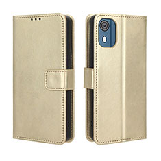 Funda de Cuero Cartera con Soporte Carcasa BY5 para Nokia C02 Oro