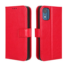 Funda de Cuero Cartera con Soporte Carcasa BY5 para Nokia C02 Rojo