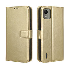 Funda de Cuero Cartera con Soporte Carcasa BY5 para Nokia C110 Oro