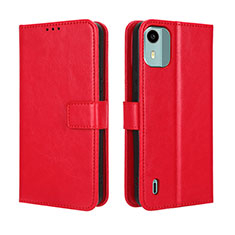 Funda de Cuero Cartera con Soporte Carcasa BY5 para Nokia C12 Pro Rojo