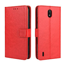 Funda de Cuero Cartera con Soporte Carcasa BY5 para Nokia C2 Rojo