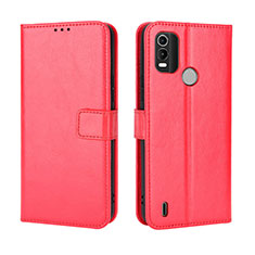 Funda de Cuero Cartera con Soporte Carcasa BY5 para Nokia C21 Plus Rojo