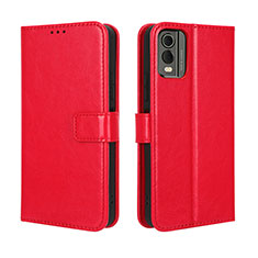 Funda de Cuero Cartera con Soporte Carcasa BY5 para Nokia C32 Rojo