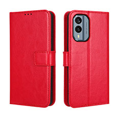 Funda de Cuero Cartera con Soporte Carcasa BY5 para Nokia X30 5G Rojo