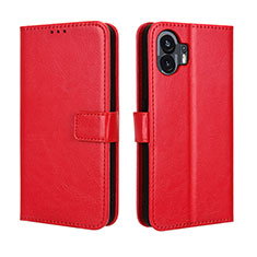 Funda de Cuero Cartera con Soporte Carcasa BY5 para Nothing Phone 2 Rojo